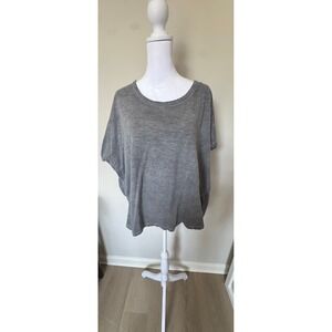 Pilcro and the Letterpress Gray Slub Knit Pleated Back Scoop Neck Tee XL